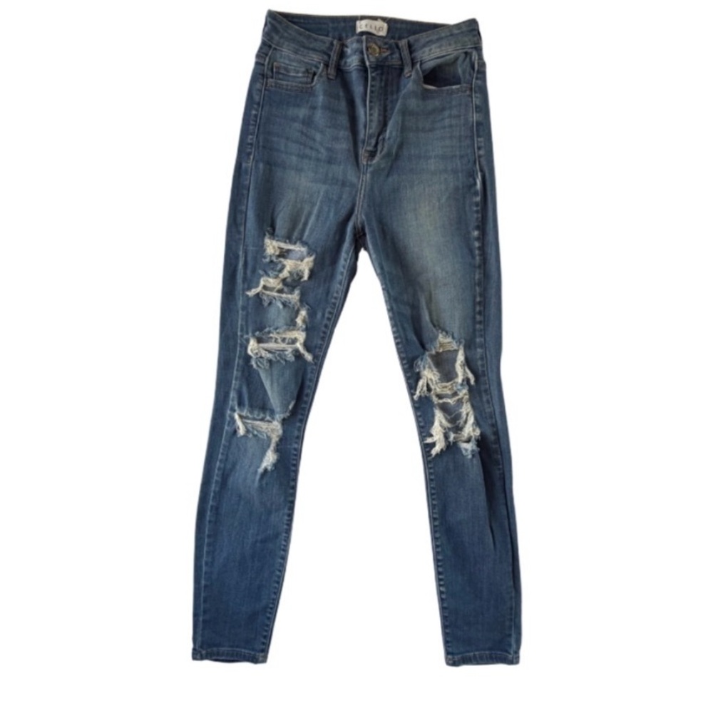 CELLO Distressed High-Rise Skinny Jeans